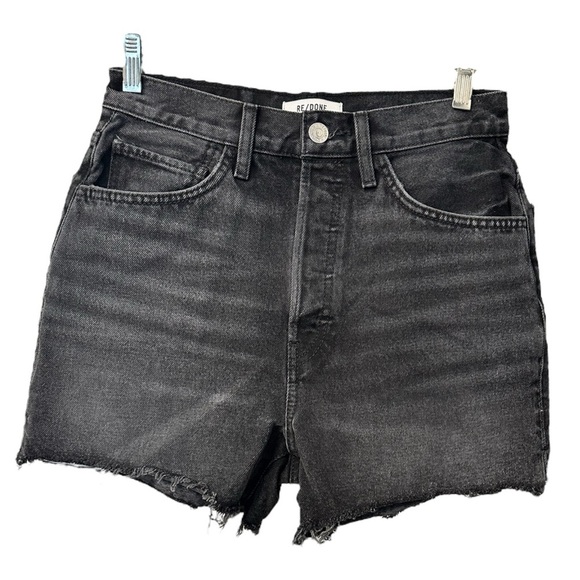 RE/DONE Levi’s Jeans Black Denim Cutoff Shorts 70’s High Rise Women Size 26 $275 - Picture 9 of 17
